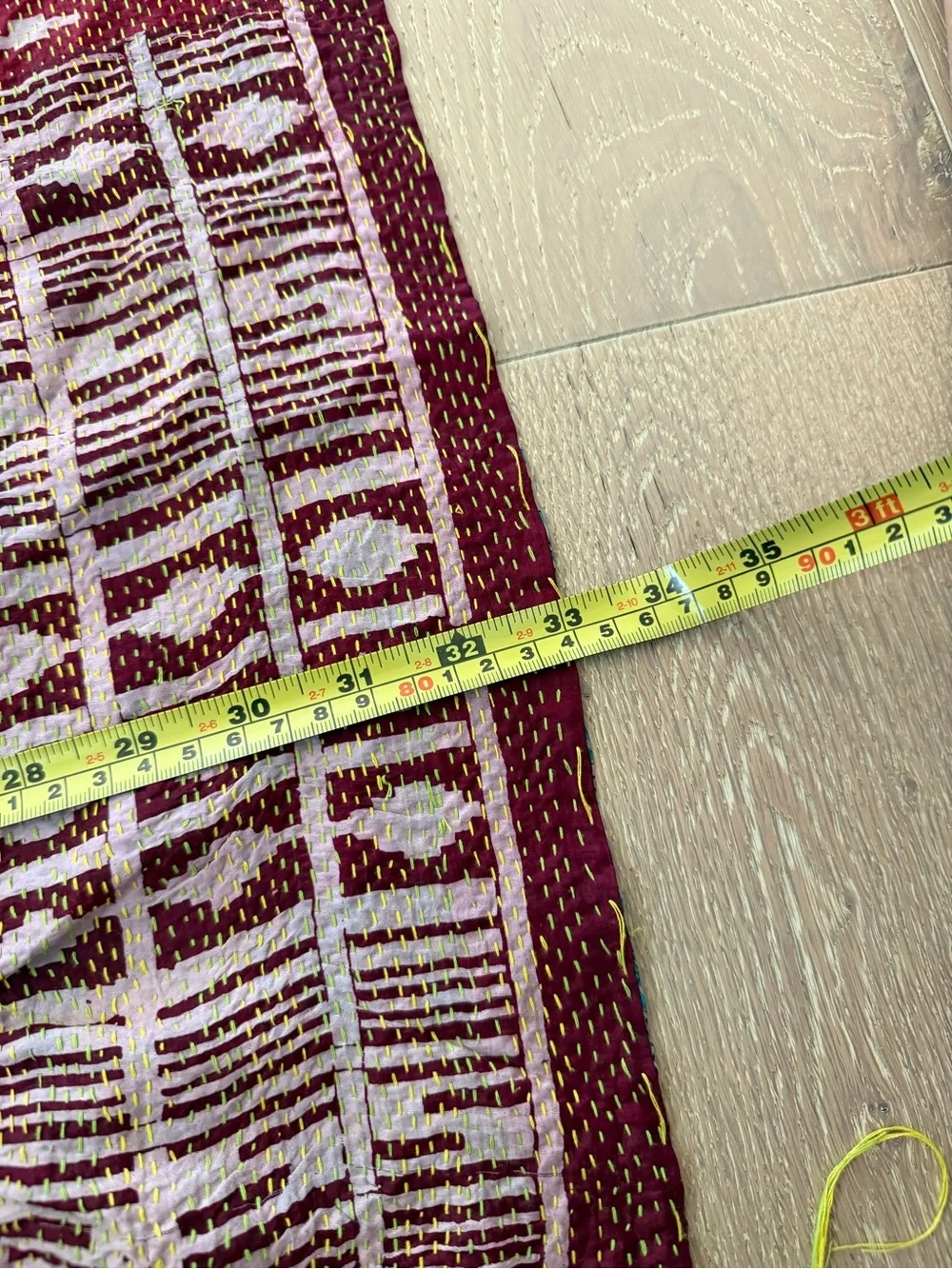Found Object New York Reversible Silk Kantha Fringe Scarf Wrap Recycled Vintage